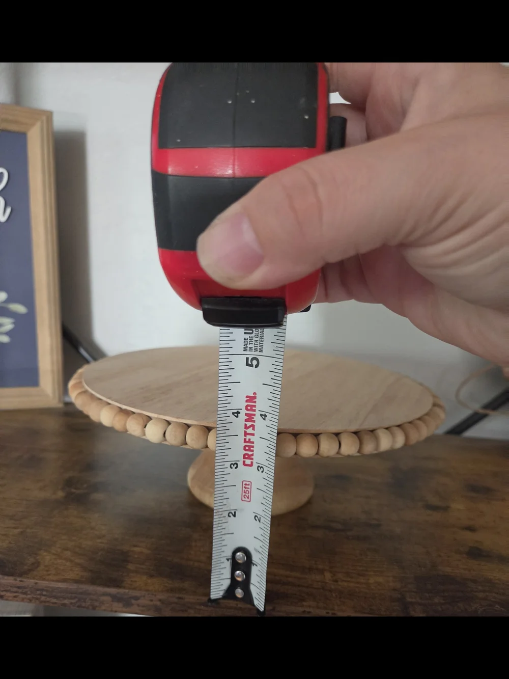 Wooden Beaded Cake Stand - Natural